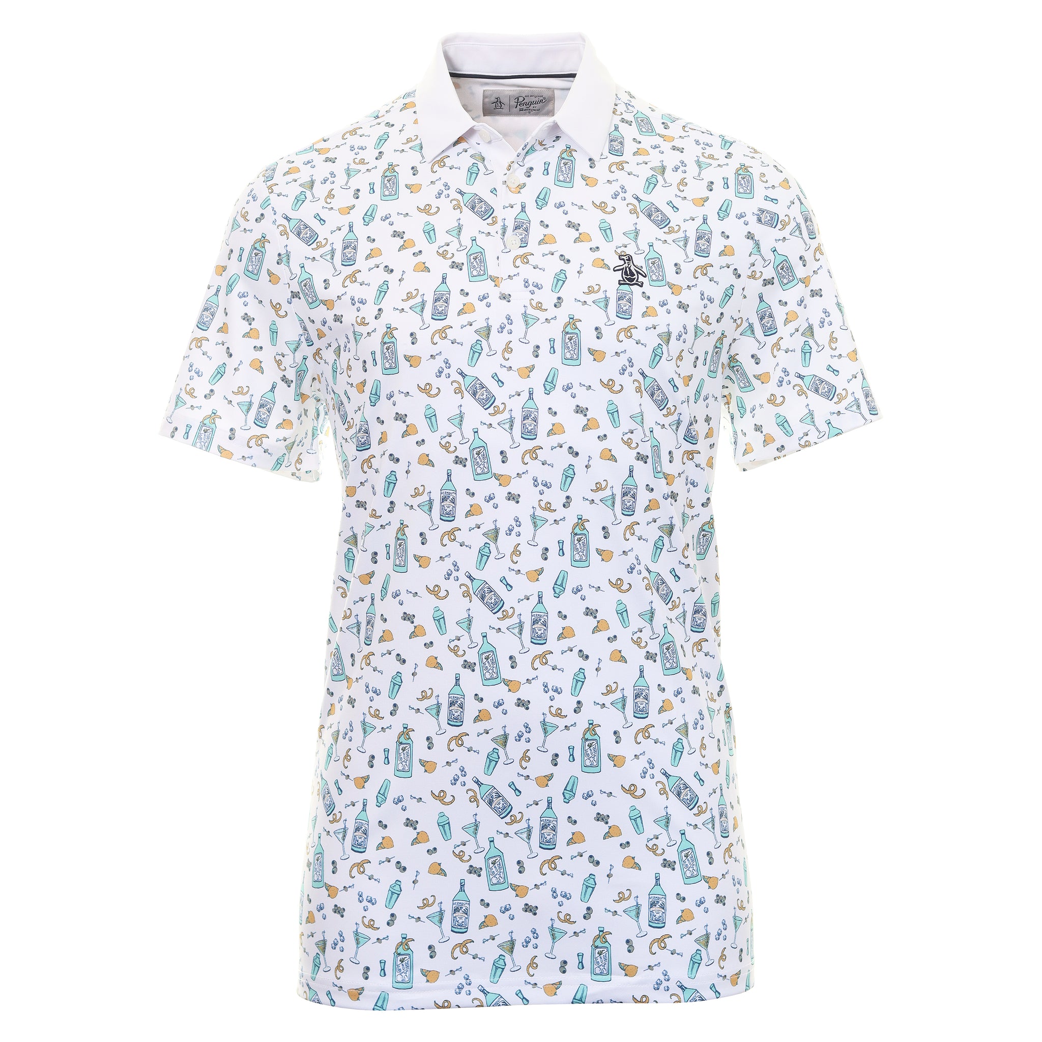 Original Penguin Golf Martini Print Polo Shirt OGKFC001 Bright White ...