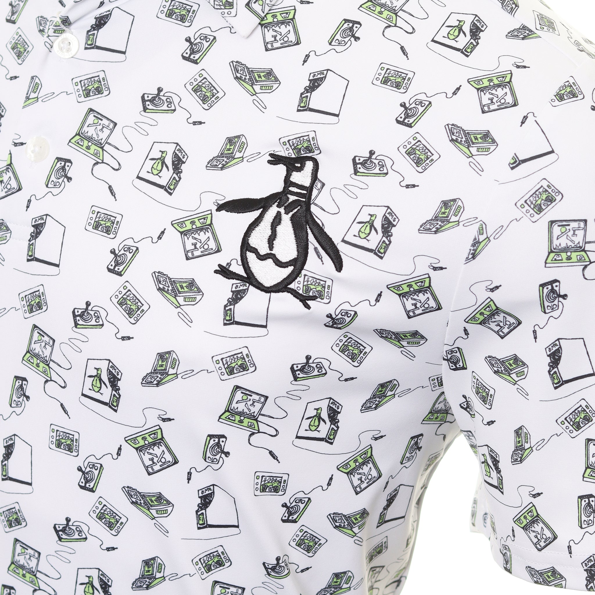 Original Penguin Golf Retro Arcade Print Polo Shirt OGKSD021 Bright