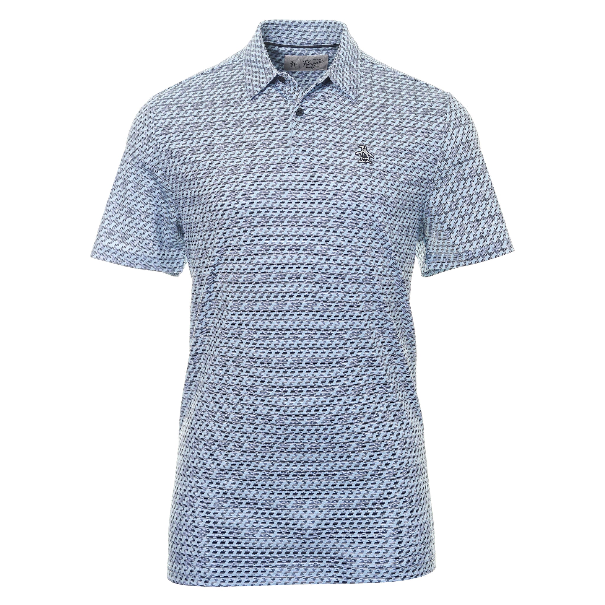 Original Penguin Golf Retro Wave Print Polo Shirt OGKSD017 Black Iris ...