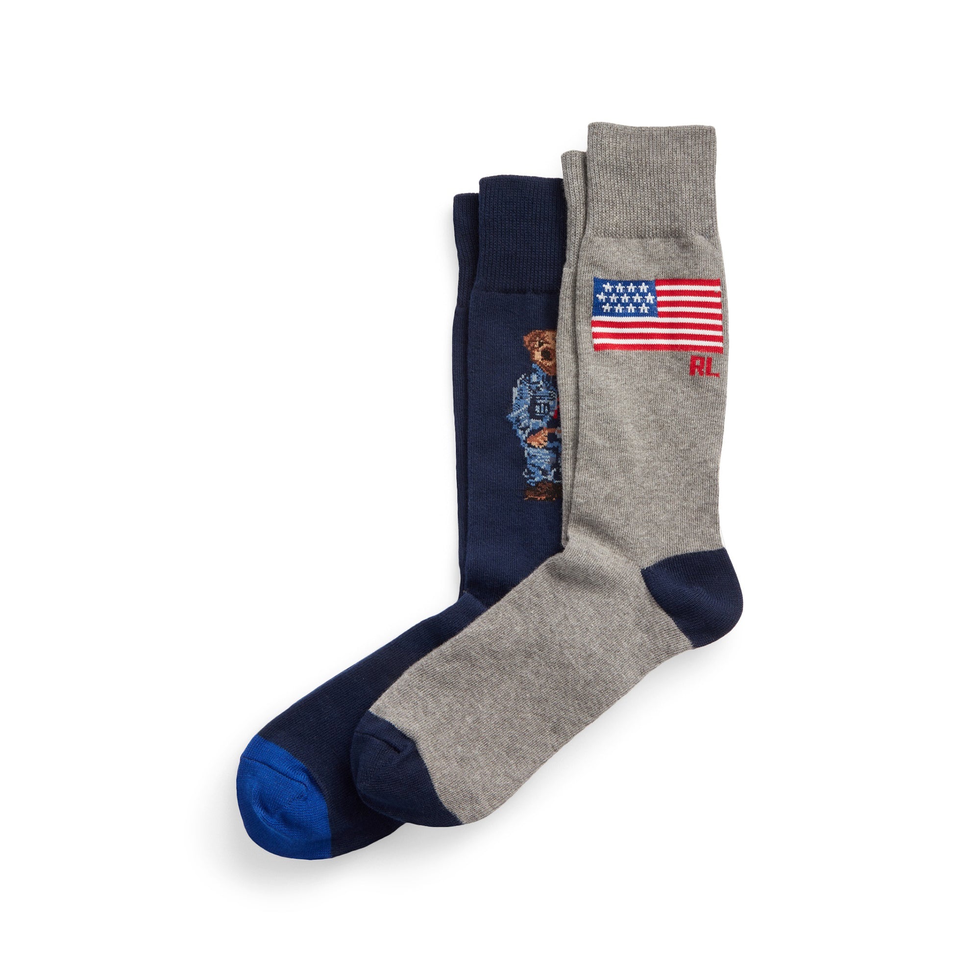Polo Ralph Lauren Bear Crew Socks - 2 Pack 449856180 Navy Grey 004 ...