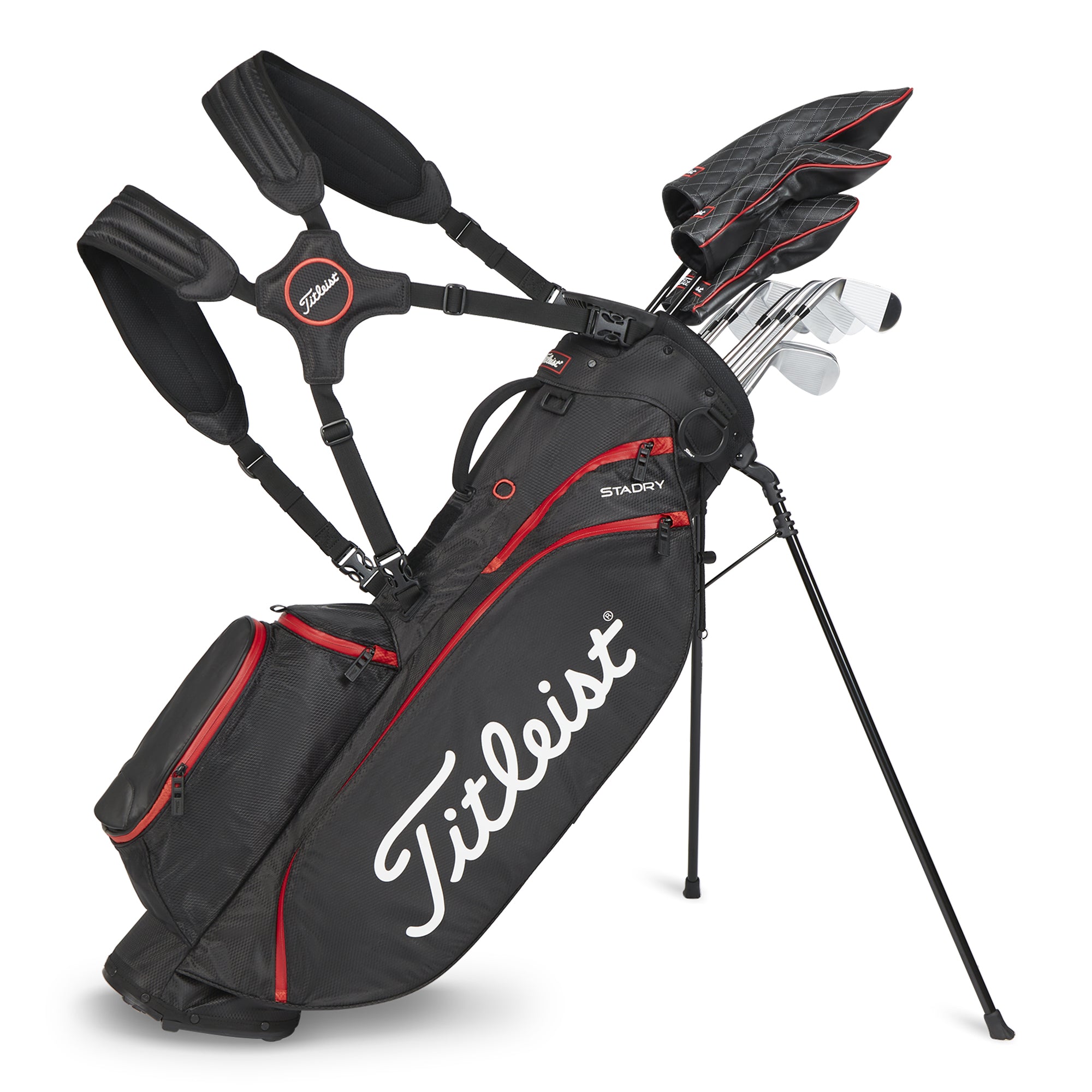 Titleist Players 4 StaDry Stand Golf Bag Black/Black/Red 006