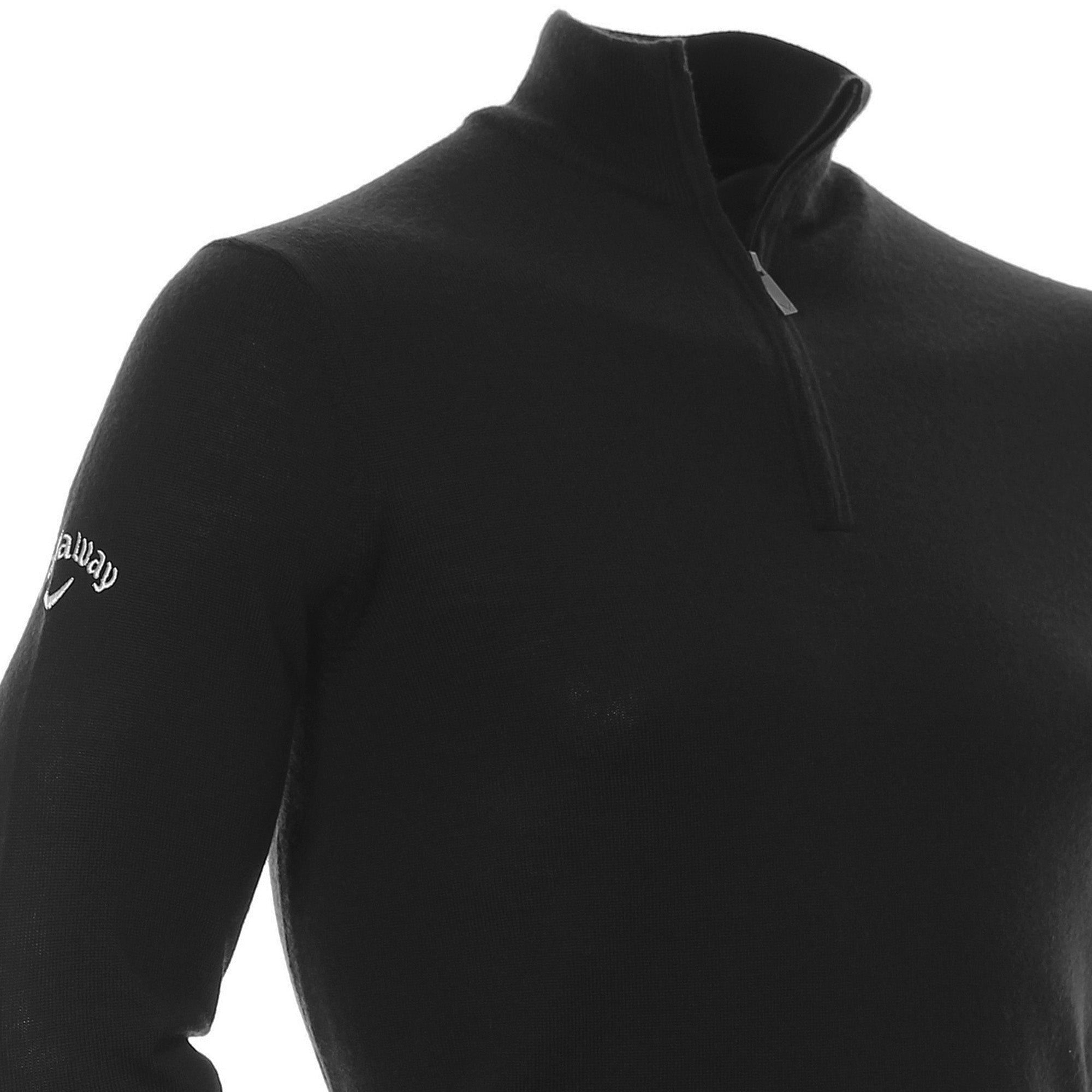 Callaway Golf Ribbed Merino 1/4 Zip Sweater Black Onyx 001