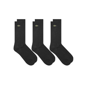 Lacoste 3 Pack Crew Cut Socks Black 8VM