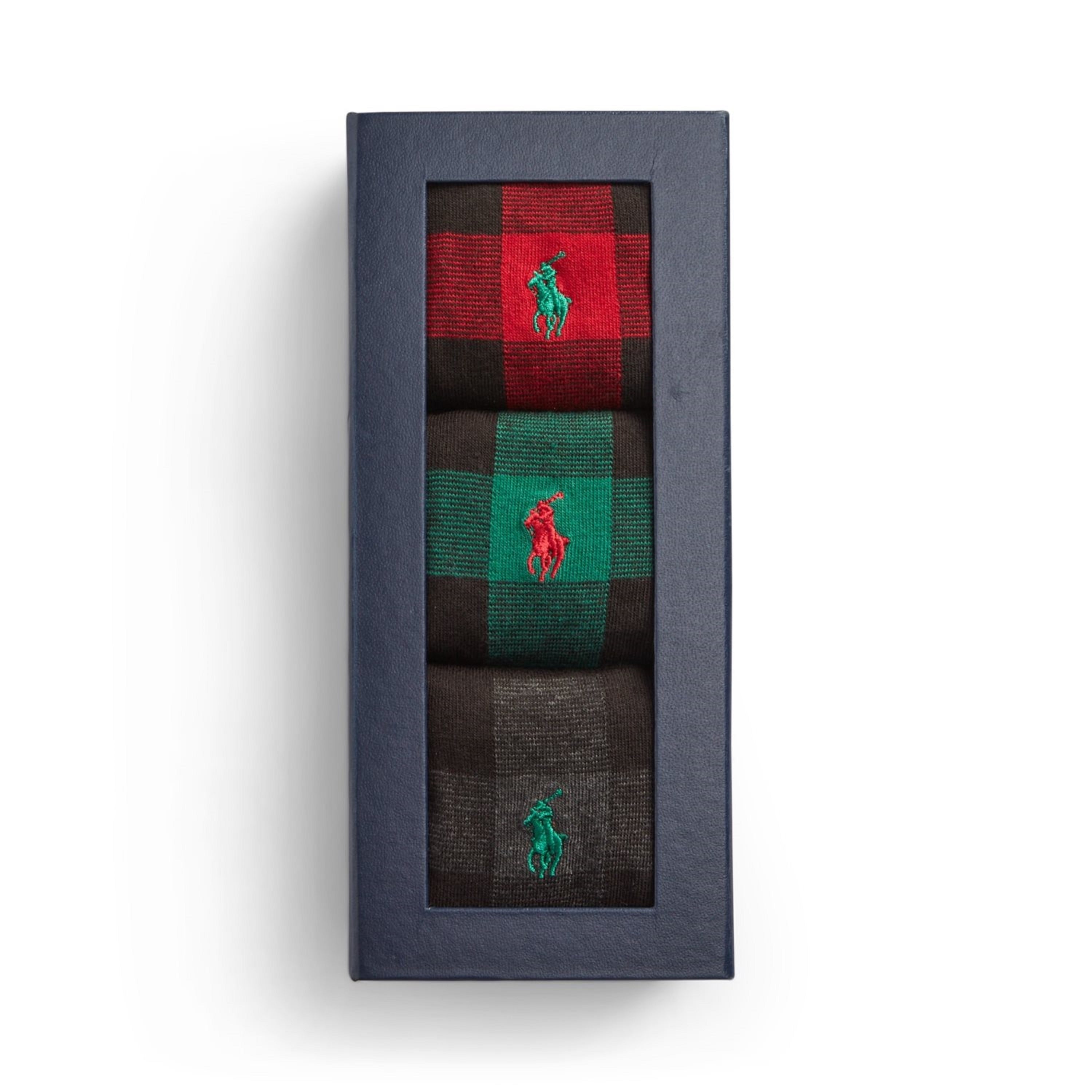 Polo Ralph Lauren Plaid Crew Socks Gift Set 449858070 Red Green Grey 001 Function18